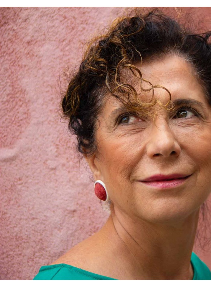 Pendientes de fiesta botón de cerámica rojos