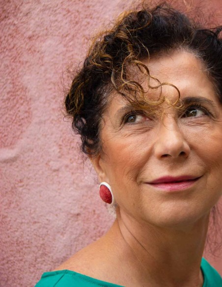 Boucle d'oreilles Boutonnières en céramique rouge