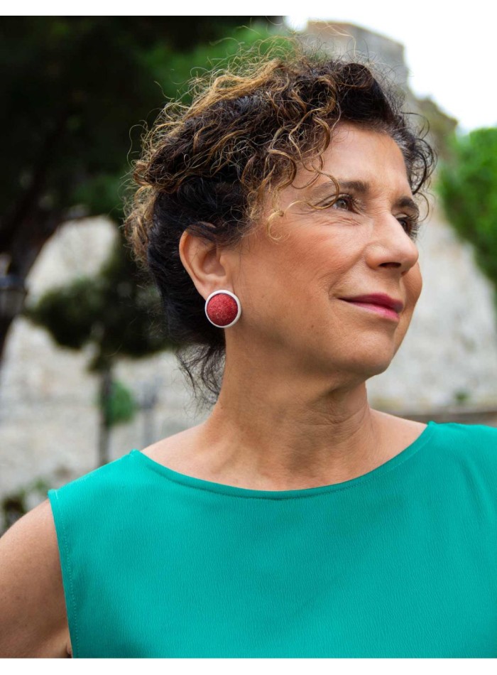 Pendientes de fiesta botón de cerámica rojos