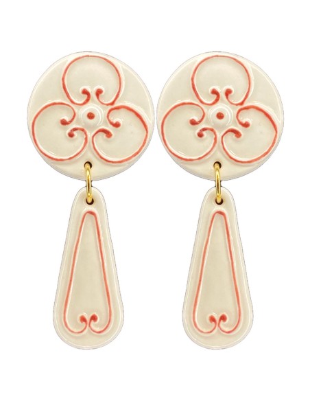 Boucle d'oreilles longues en céramique de porcelaine blanche peinte