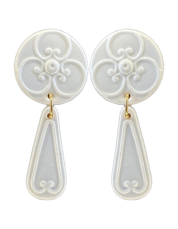 Pendientes de fiesta porcelana cerámica blanca