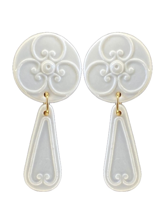 Pendientes de fiesta porcelana cerámica blanca