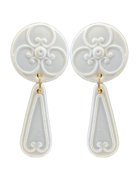 Pendientes de fiesta porcelana cerámica blanca