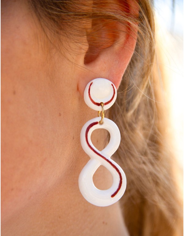 Boucle d'oreilles infini en porcelaine céramique rouge 2