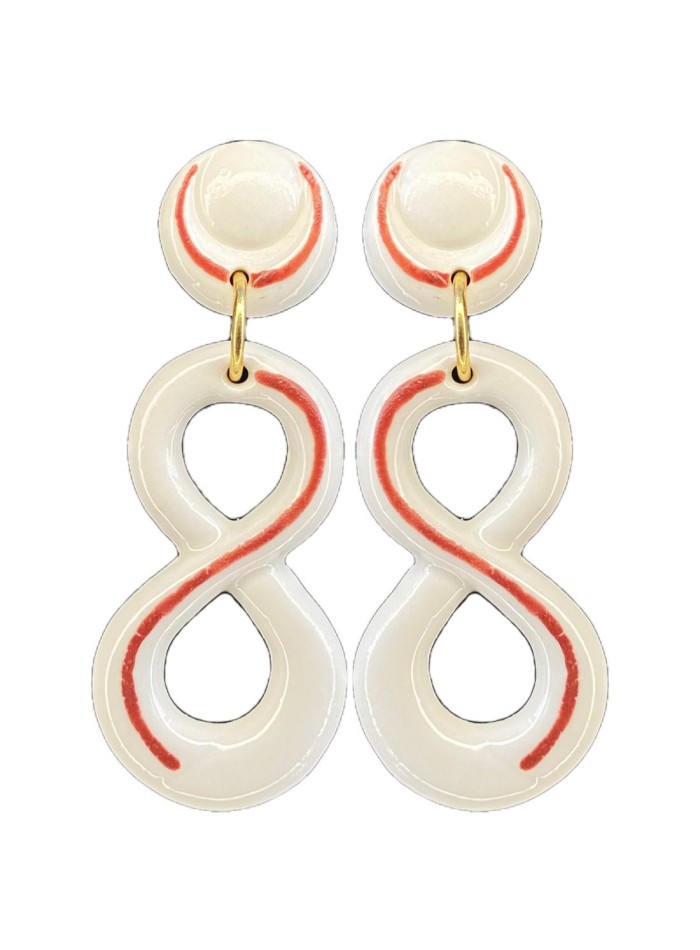 Pendientes largos infinito porcelana cerámica roja