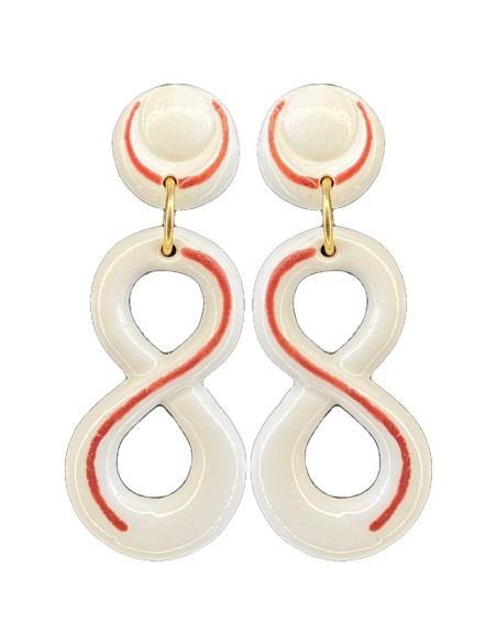 Boucle d'oreilles infini en porcelaine céramique rouge