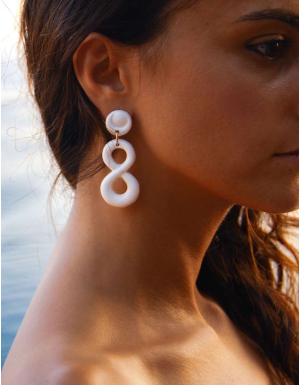 Boucle d'oreilles infinity party en porcelaine blanche et... 2