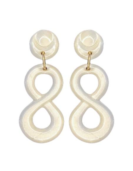 Boucle d'oreilles infinity party en porcelaine blanche et céramique émaillée