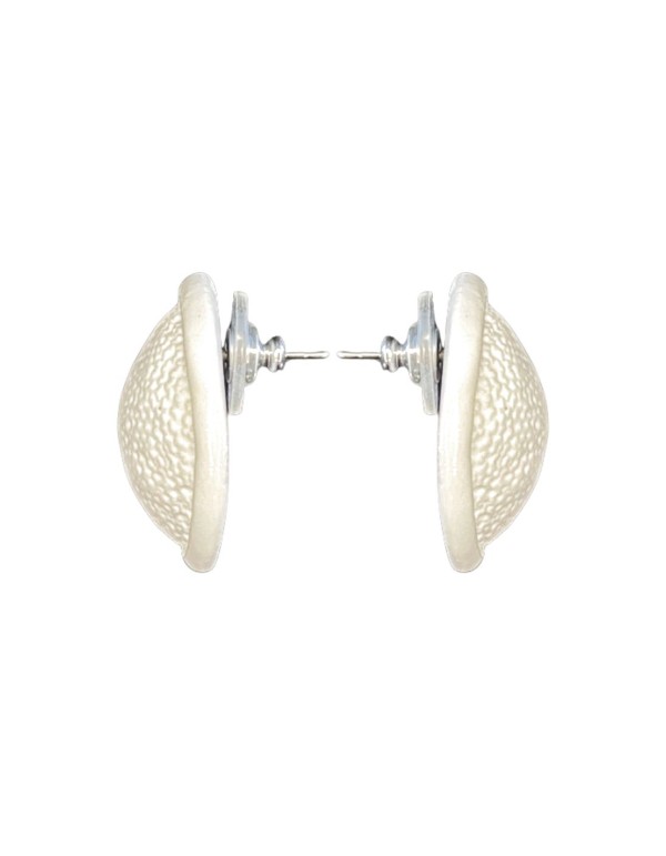 Boucle d'oreilles Boutonnières en céramique blanche texturée
