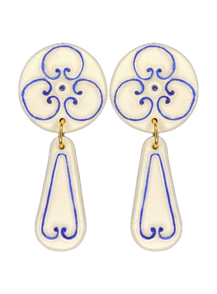 Pendientes largos de porcelana cerámica pintada...