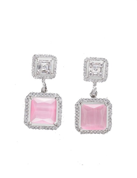 Boucle d'oreilles avec zircon et pierre semi-précieuse