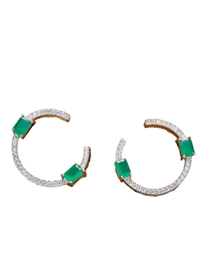 Boucle d'oreilles circulaires avec zircon et...