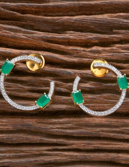 Circular party earrings with zirconia and stone