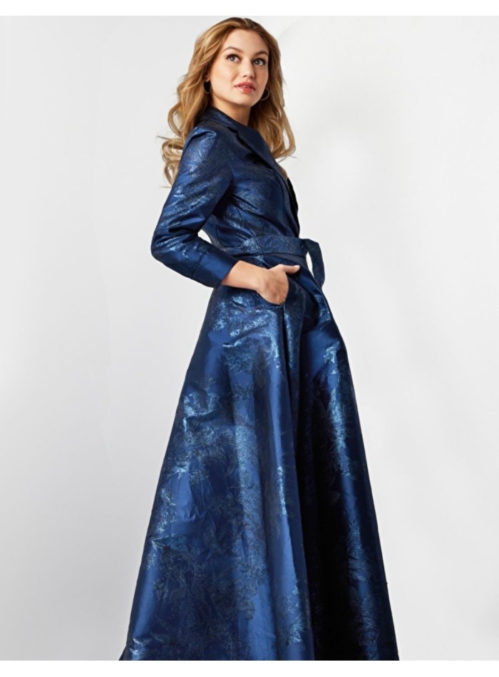 Robe longue de fête en brocart avec corsage et...