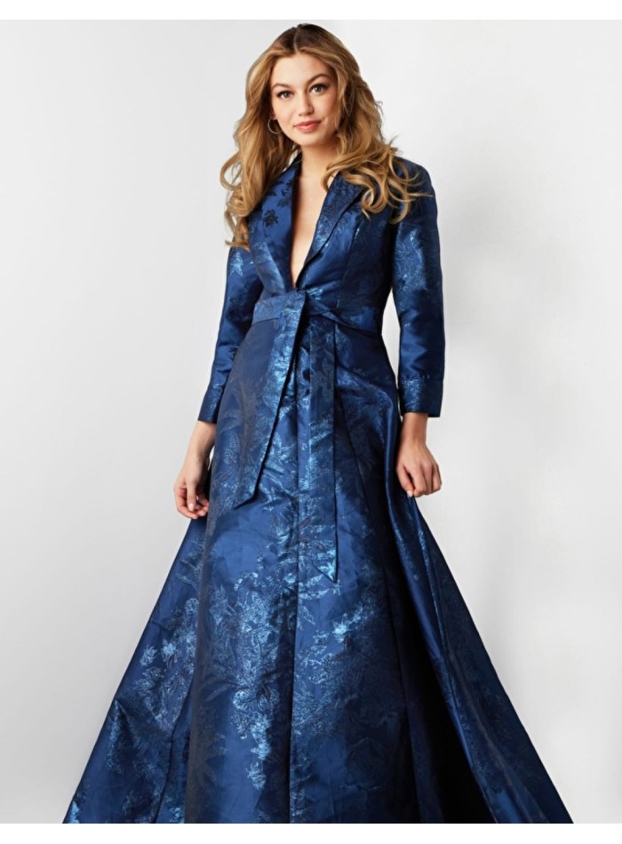 Robe longue de fête en brocart avec corsage et...