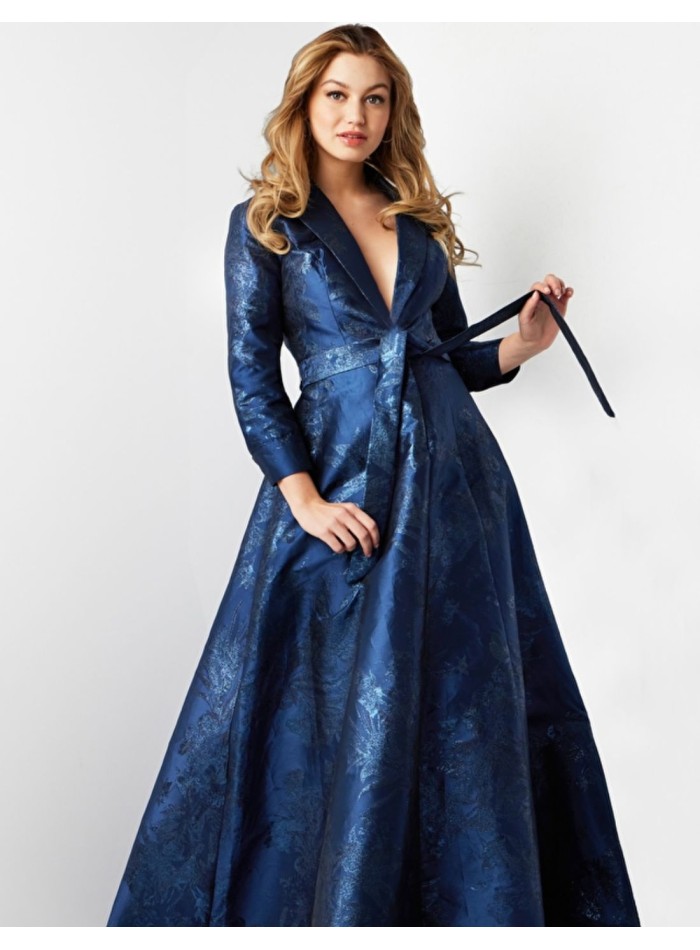 Robe longue de fête en brocart avec corsage et...