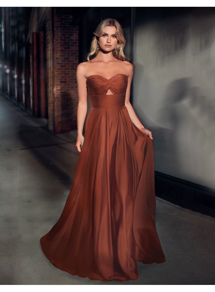 Satin long gown with Sweetheart Neckline with...