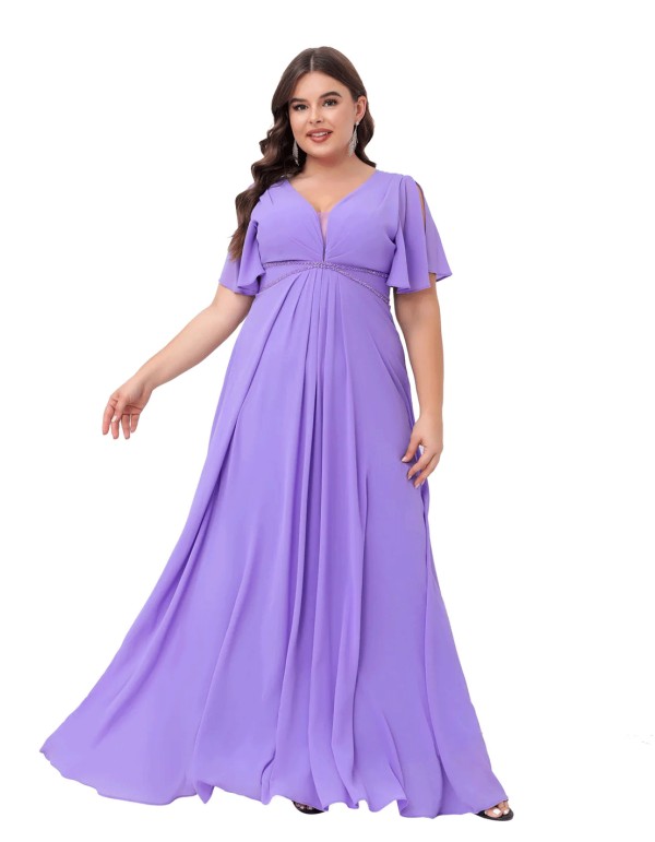 Long gown with rhinestone detail and sleeveless sleeves