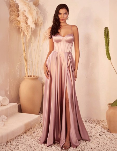 Robe longue satinée avec corsage