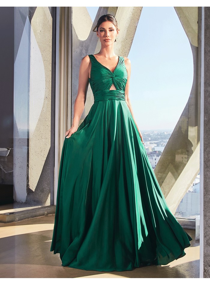 Vestido de fiesta largo satinado con escote...