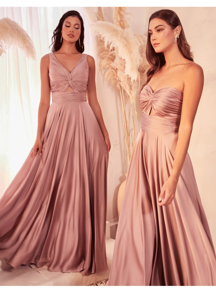 Robe longue de fête en satin avec encolure...