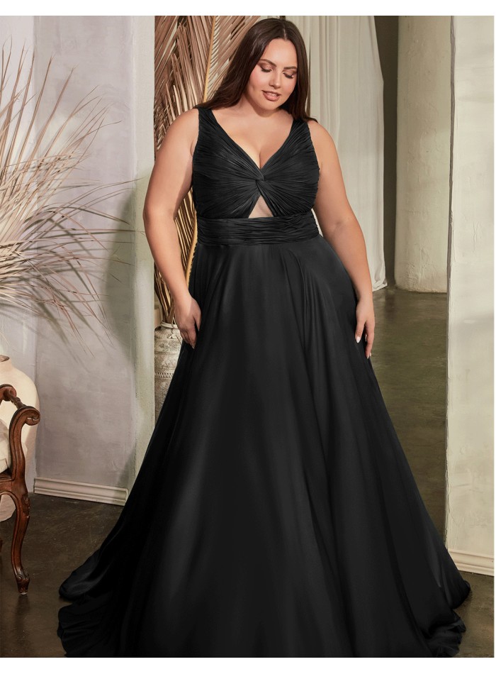 Long satin gown with draped strapless straps...