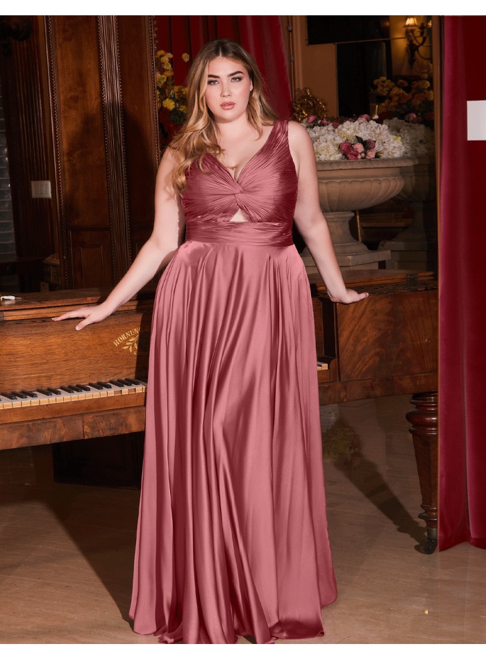 Vestido de fiesta largo satinado con escote...