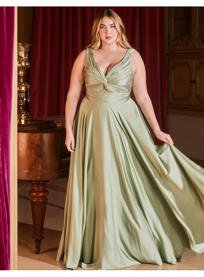 Vestido de fiesta largo satinado con escote...