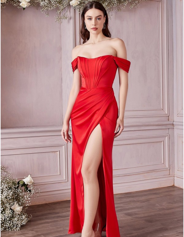 Robe longue de fête en satin avec corsage et bretelles...