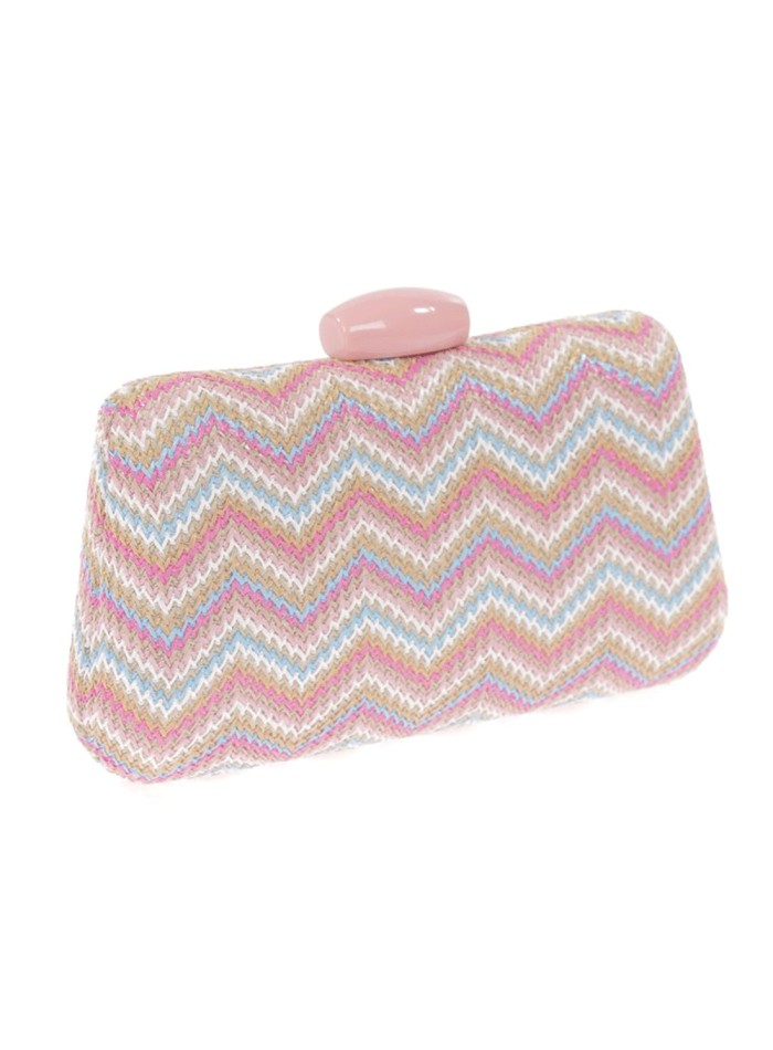 Bolso de rafia con diseño zigzag multicolor