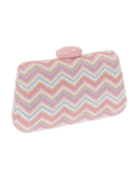 Bolso de rafia con diseño zigzag multicolor