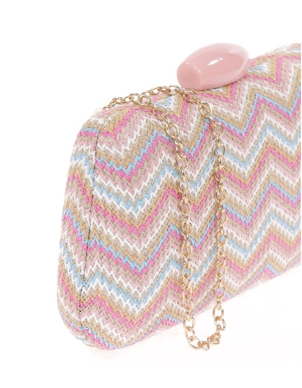 Bolso de rafia con diseño zigzag multicolor 2