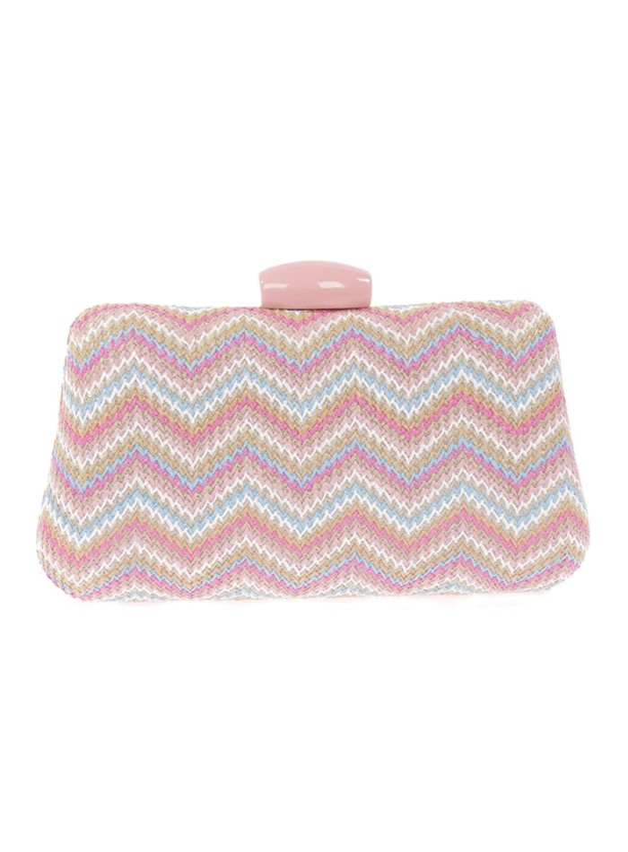 Bolso de rafia con diseño zigzag multicolor