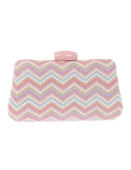 Bolso de rafia con diseño zigzag multicolor