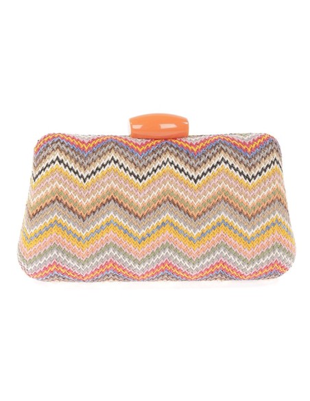 Bolso de rafia con diseño zigzag multicolor