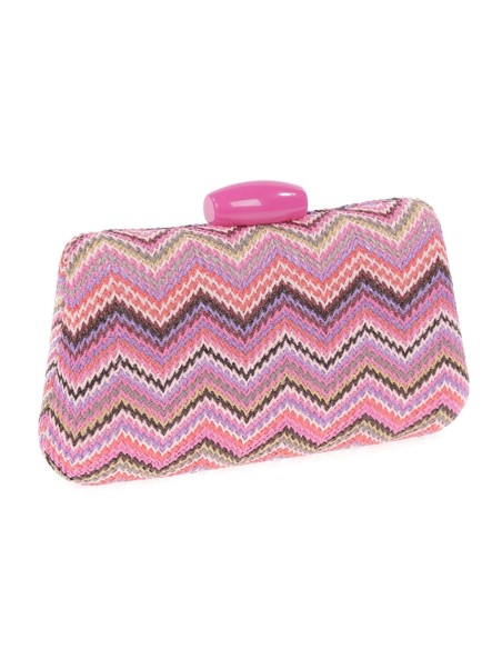 Bolso de rafia con diseño zigzag multicolor