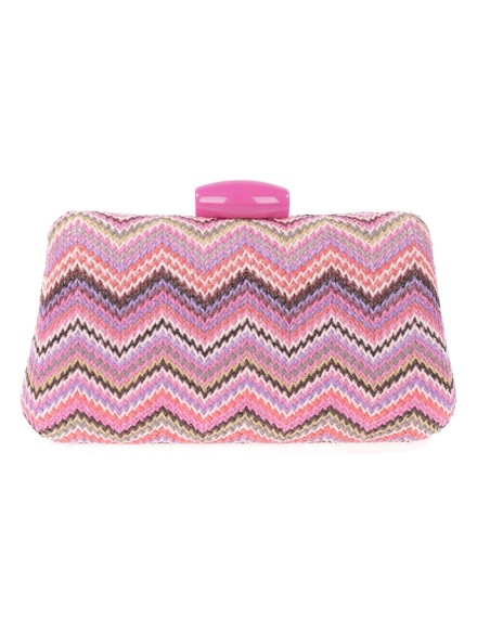 Bolso de rafia con diseño zigzag multicolor