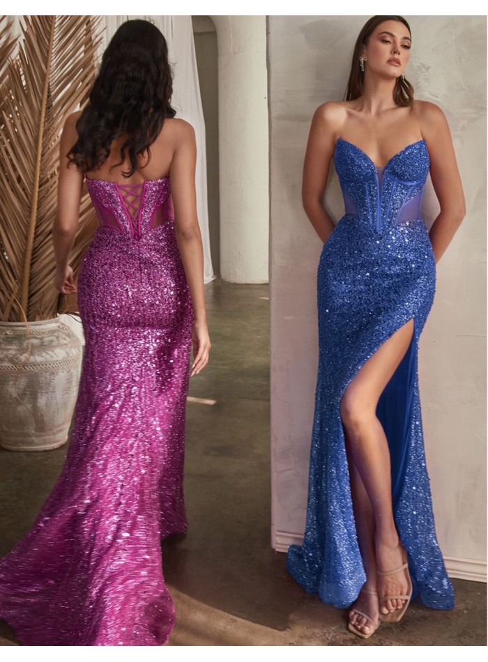 Robe longue de fête avec strass et encolure...