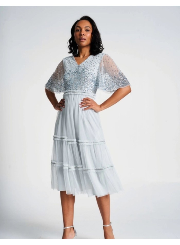 Éter blue cocktail party dress with sequined...