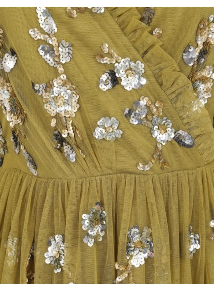 Vestido midi de fiesta con volantes y...