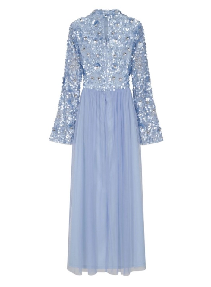 Long party dress with long sleeves embroidered...