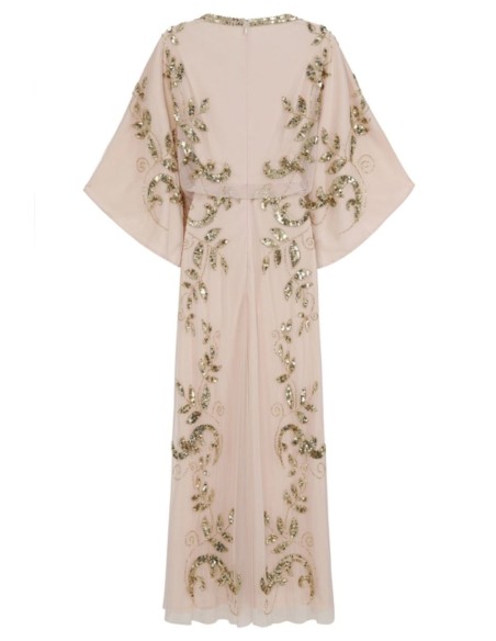 Robe longue de fête avec feuilles de Sequin doré