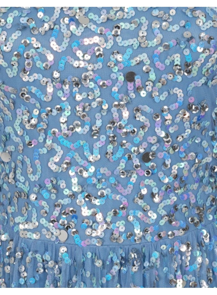 Robe longue de fête avec mini volants et...