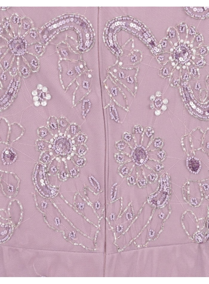 Robe longue de fête à manches longues brodée de...