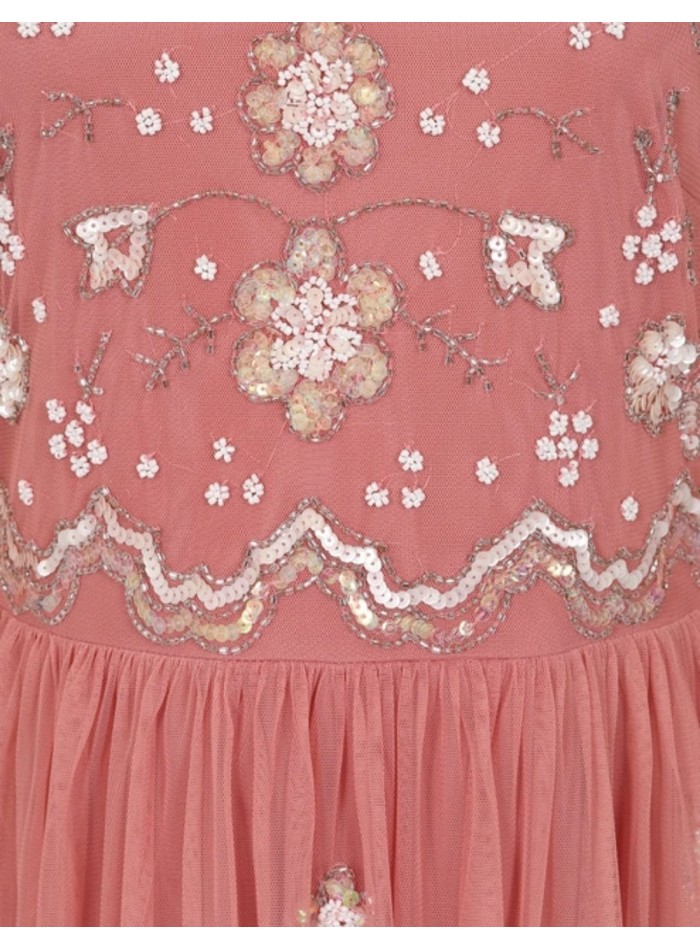 Long party dress with long sleeves embroidered...