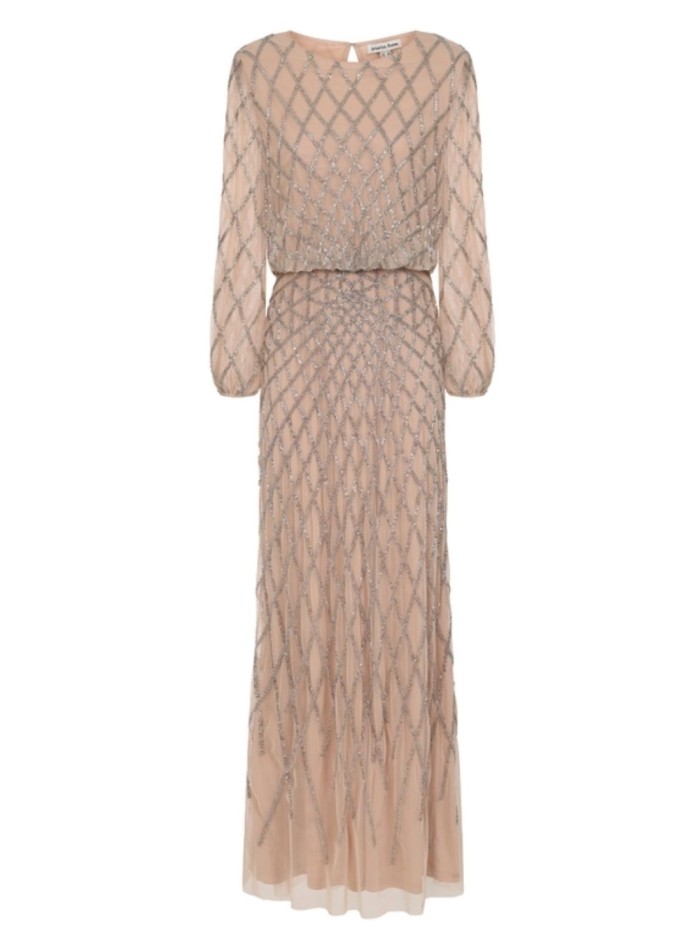 Robe longue de fête à manches longues et à...