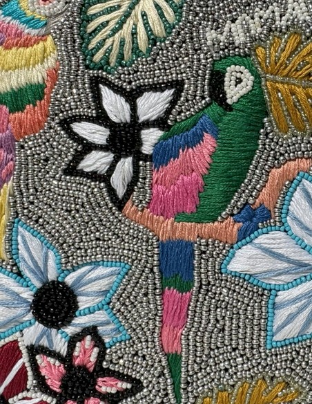 Clutch bag with flowers and embroidered birds