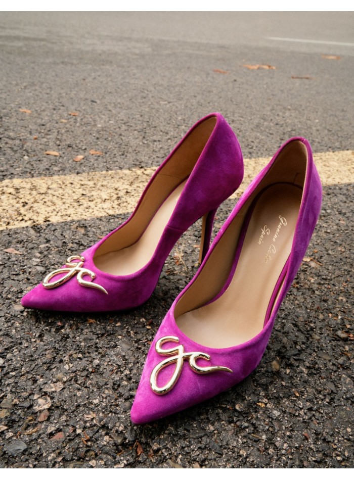 Bougainvillea suede party shoe with decorative...