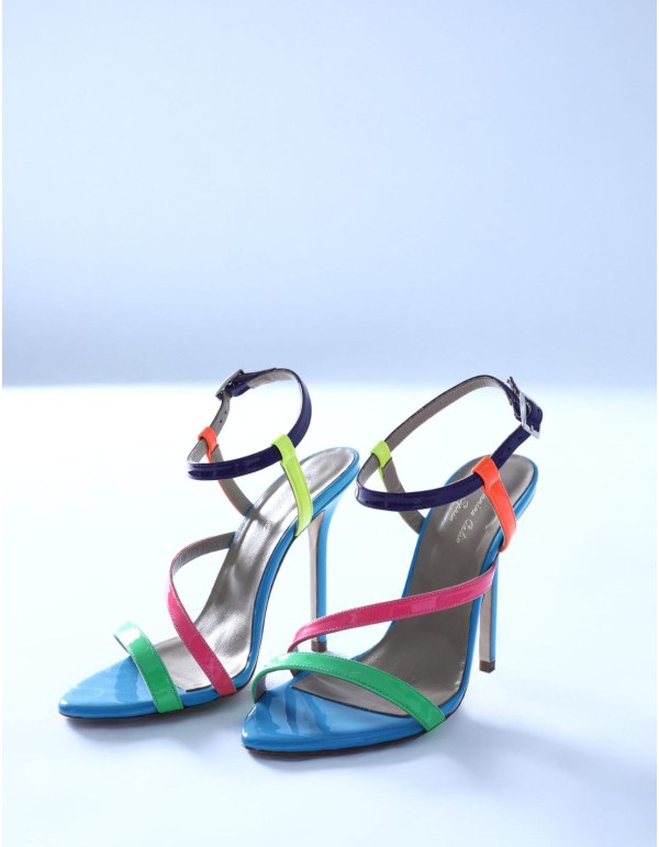 Multicoloured party sandal with buckle fastening