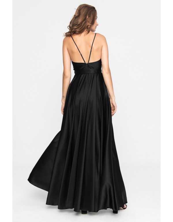 Black evening dress with side slit 2